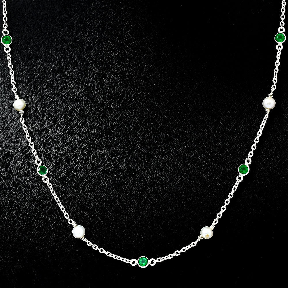 Natural Fresh Water Pearl 925 Sterling Silver Necklace Jewelry N-1029 AGN1001