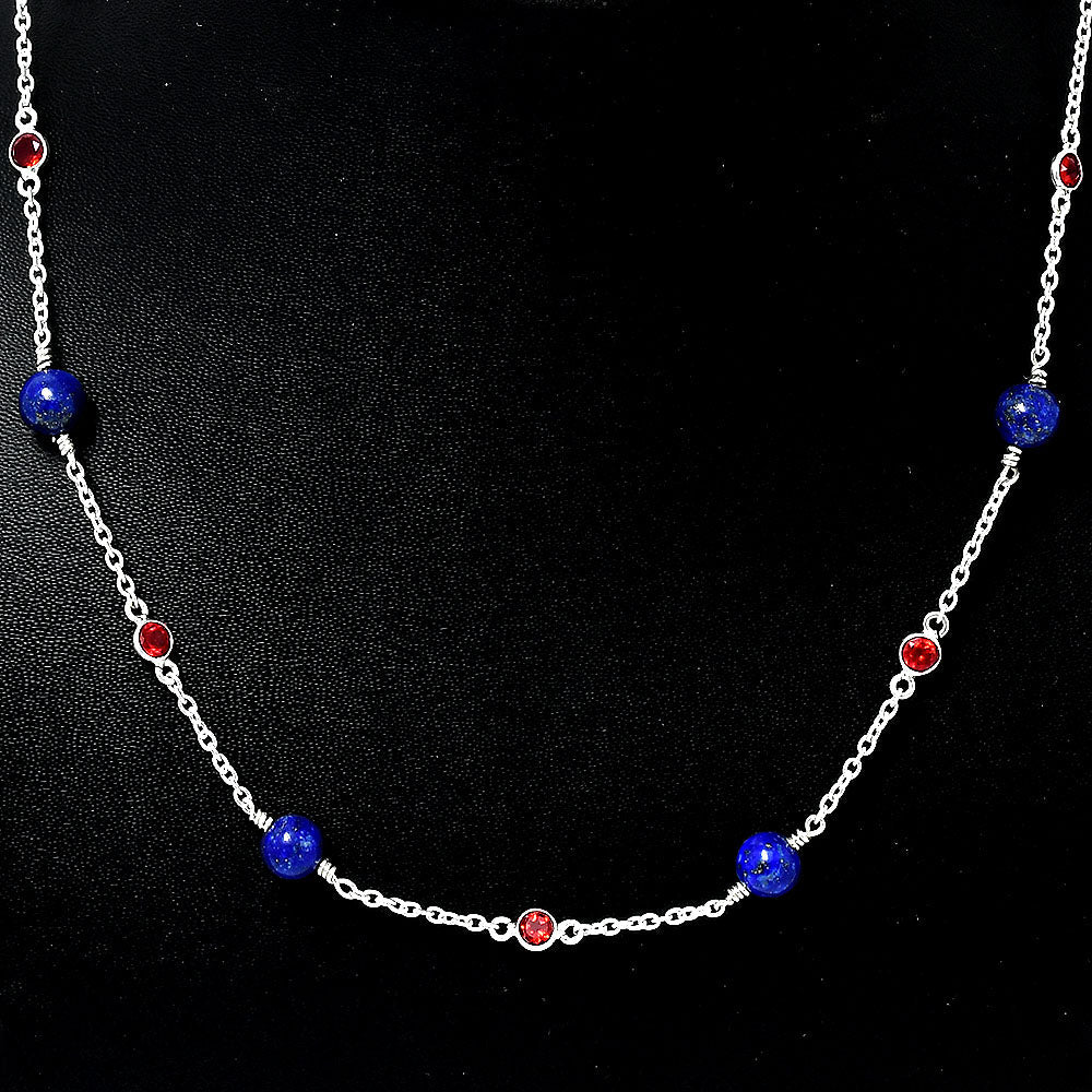 Natural Lapis Lazuli 925 Sterling Silver Necklace Jewelry N-1029 AGN1002