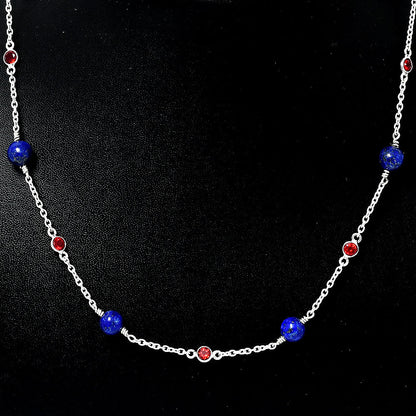 Natural Lapis Lazuli 925 Sterling Silver Necklace Jewelry N-1029 AGN1002