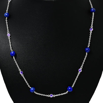 Natural Lapis Lazuli 925 Sterling Silver Necklace Jewelry N-1029 AGN1002