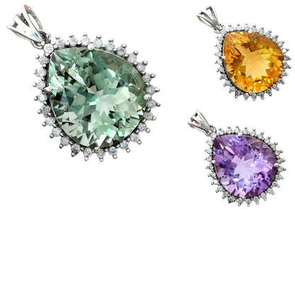 Natural Gemstones Pear Shape 925 Sterling Silver Pendant Jewelry P-1741 AGP1003