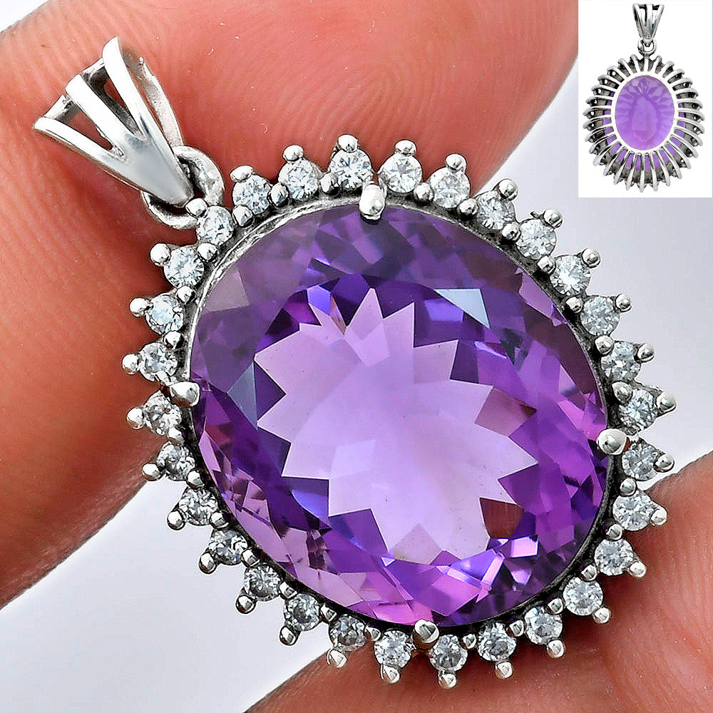 Natural Gemstones Oval Shape 925 Sterling Silver Pendant Jewelry P-1741 AGP1004