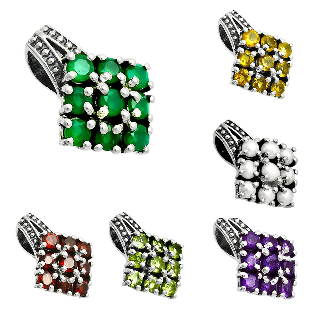 Natural Gemstones Round Shape 925 Sterling Silver Pendant Jewelry P-1094 AGP1008-0