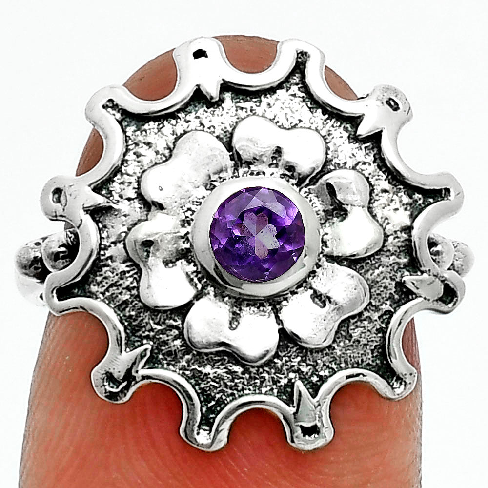 Natural Gemstones Round Shape 925 Silver Ring Size 6-9 Jewelry AGR1031 R-1737-2