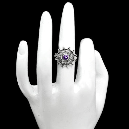 Natural Gemstones Round Shape 925 Silver Ring Size 6-9 Jewelry AGR1031 R-1737-3