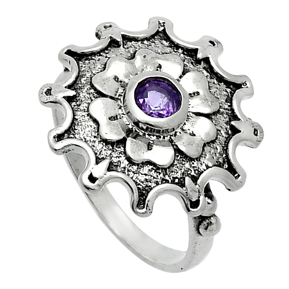 Natural Gemstones Round Shape 925 Silver Ring Size 6-9 Jewelry AGR1031 R-1737-4