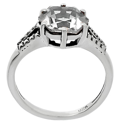 Natural Gemstones Hexagon Shape 925 Silver Ring Size 6-9 Jewelry AGR1033 R-1746-4