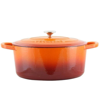 Orange Red Sunbust 7-Quart Enameled Cast Iron Dutch Oven with Lid