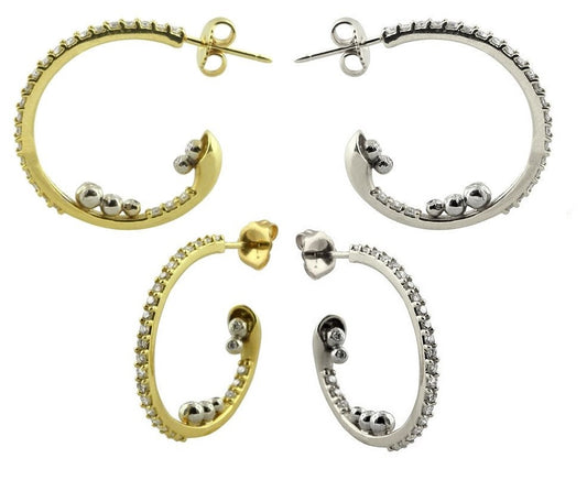Abundance Hoop Earrings-14k Gold with Diamonds in an Abundant Overflow