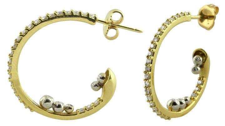 Abundance Hoop Earrings-14k Gold with Diamonds in an Abundant Overflow