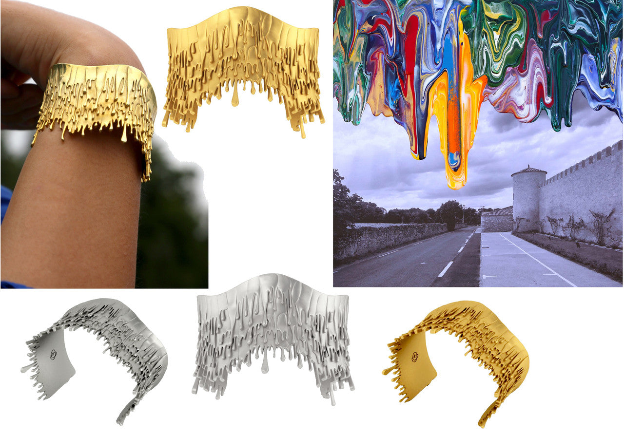 Antonio Wehrli Gravity Paint Drip Bracelet: Art into Jewelry-Sterling Silver