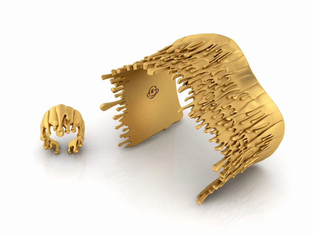 Antonio Wehrli Gravity Paint Drip Ring: Art into Jewelry-Silver & 18K Gold Plate