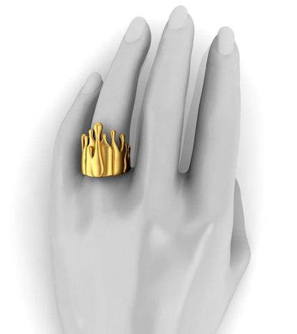 Antonio Wehrli Gravity Paint Drip Ring: Art into Jewelry-Silver & 18K Gold Plate