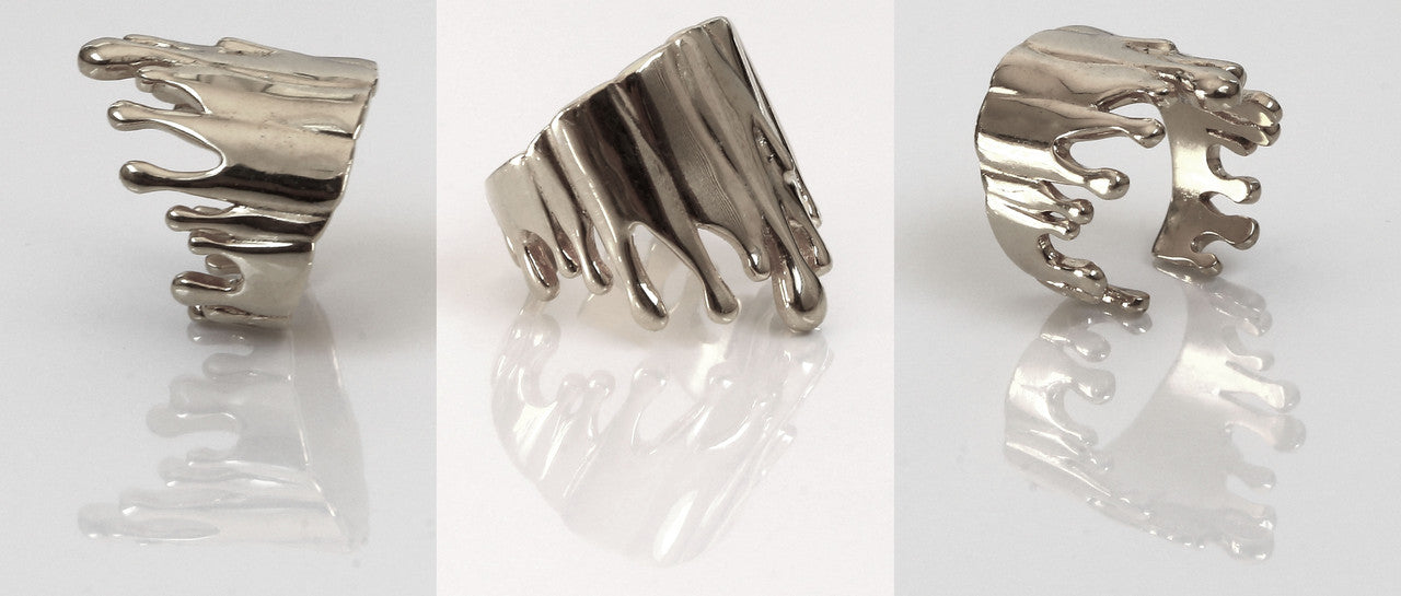 Antonio Wehrli Gravity Paint Drip Ring: Art into Jewelry-Sterling Silver