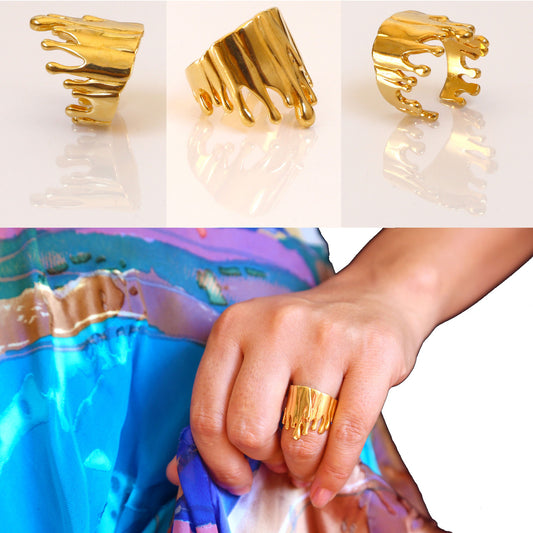 Antonio Wehrli Gravity Paint Drip Ring: Art into Jewelry-Sterling Silver