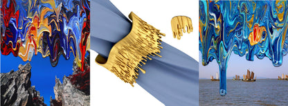 Antonio Wehrli Gravity Paint Drip Ring: Art into Jewelry-Silver & 18K Gold Plate