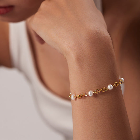 18K Gold Plated Aurelia Pearl Bracelet