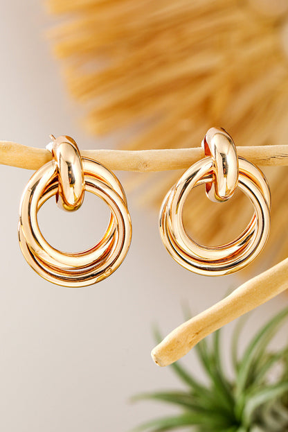 Gold Circles Stud Earrings