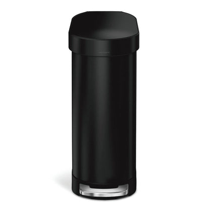 Matte Black 12-Gallon Narrow Kitchen Trash Can with Easy Step-on Lid