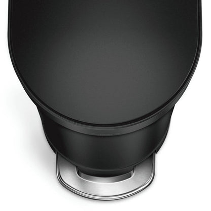 Matte Black 12-Gallon Narrow Kitchen Trash Can with Easy Step-on Lid