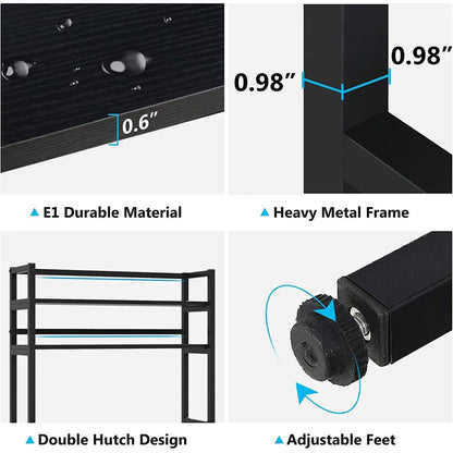Heavy Duty Black Metal Kitchen Baker's Rack Microwave Stand Shelving Unit