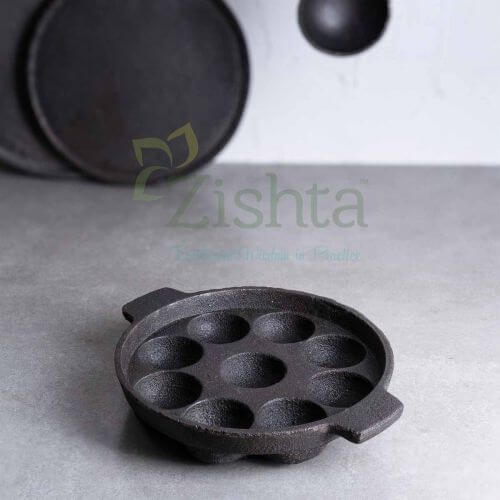 Breakfast Cast Iron Combo Large: Iron Dosa Tawa, Cast Iron Kadai & Paddu-Appe