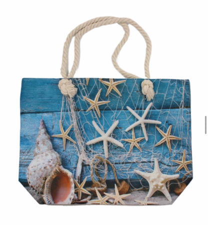 Starfish Blue Canvas Tote Bag
