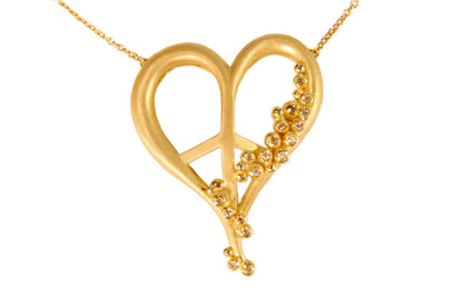 Peace of Heart Necklace-large-14K Gold with Abundance Overflowing Diamonds-0