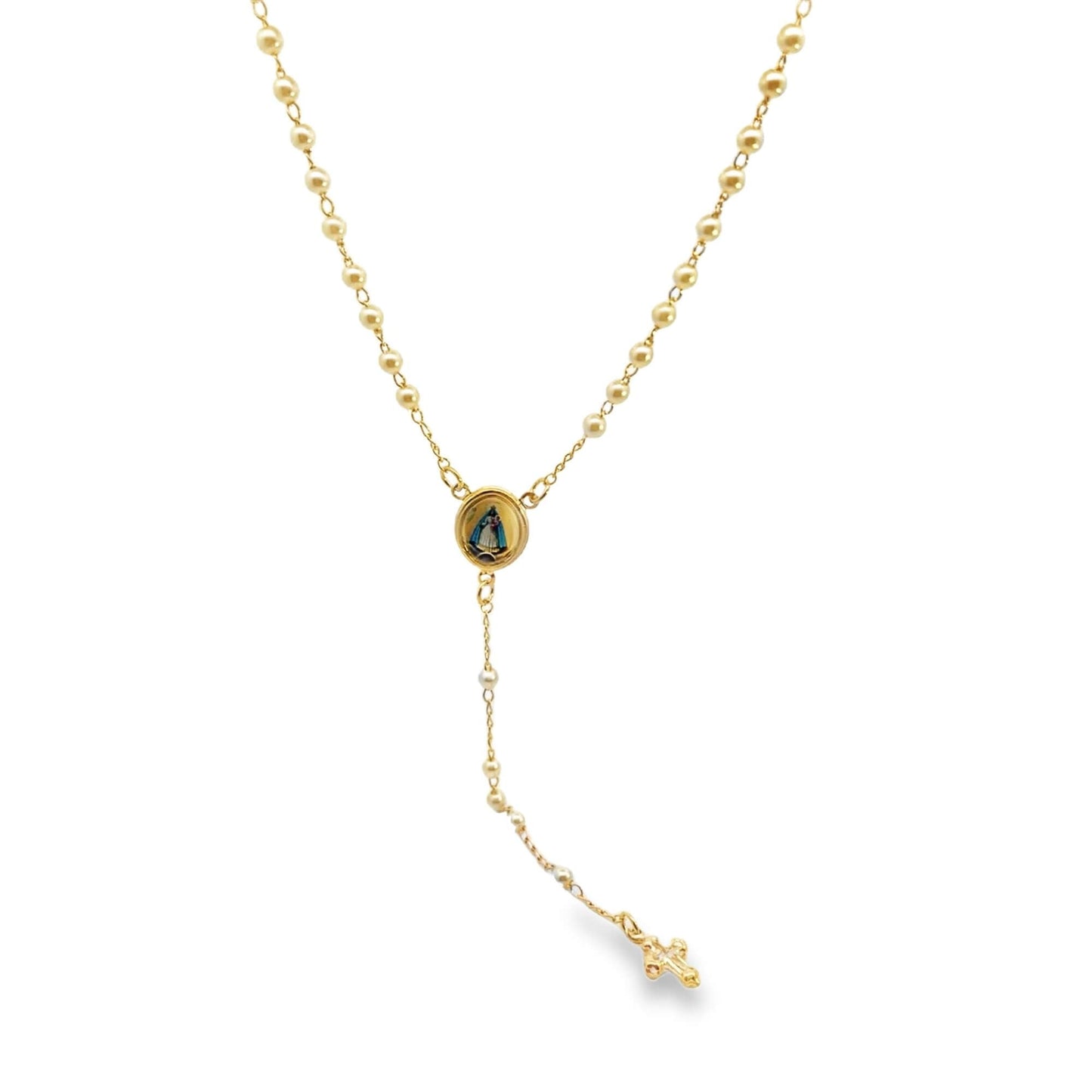 Colorful St Teresa Charm Pearl Rosary (H3A)