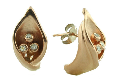 Calla Lily Earrings- 18K Gold with Diamond Centers.-2
