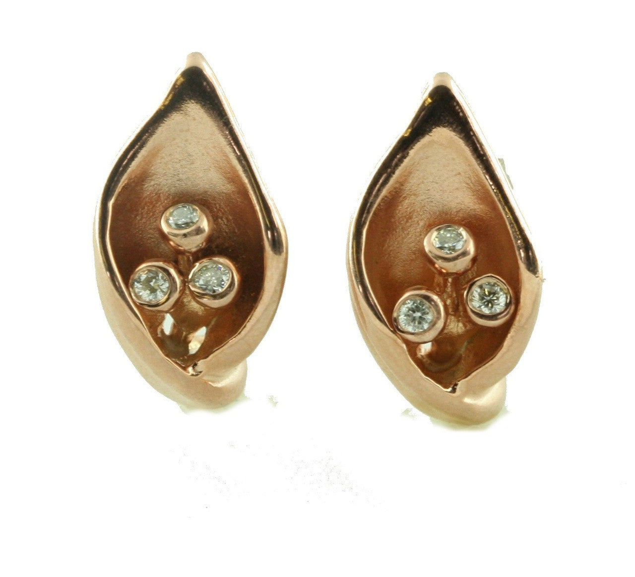 Calla Lily Earrings- 18K Gold with Diamond Centers.-1