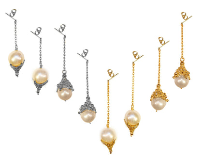 Dot Cap Pearl Drop Earrings- 18K Gold