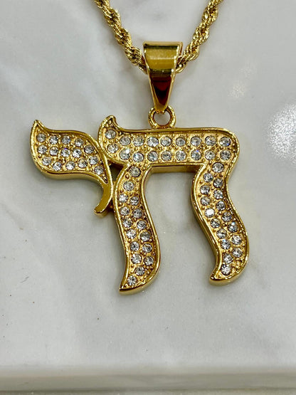 18K Gold Plated Chai Pendant Necklace
