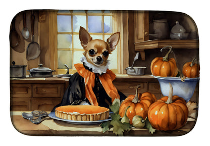 Chihuahua Fall Kitchen Pumpkins Dish Drying Mat