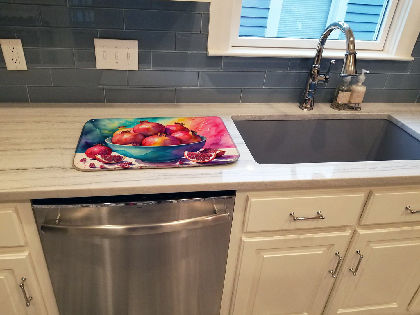 Colorful Pomegranates Dish Drying Mat