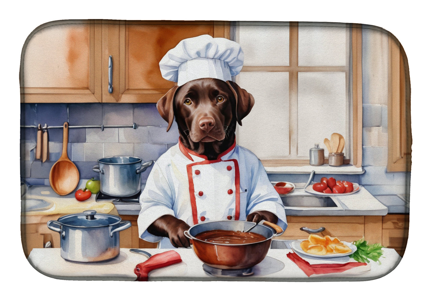 Chocolate Labrador Retriever The Chef Dish Drying Mat