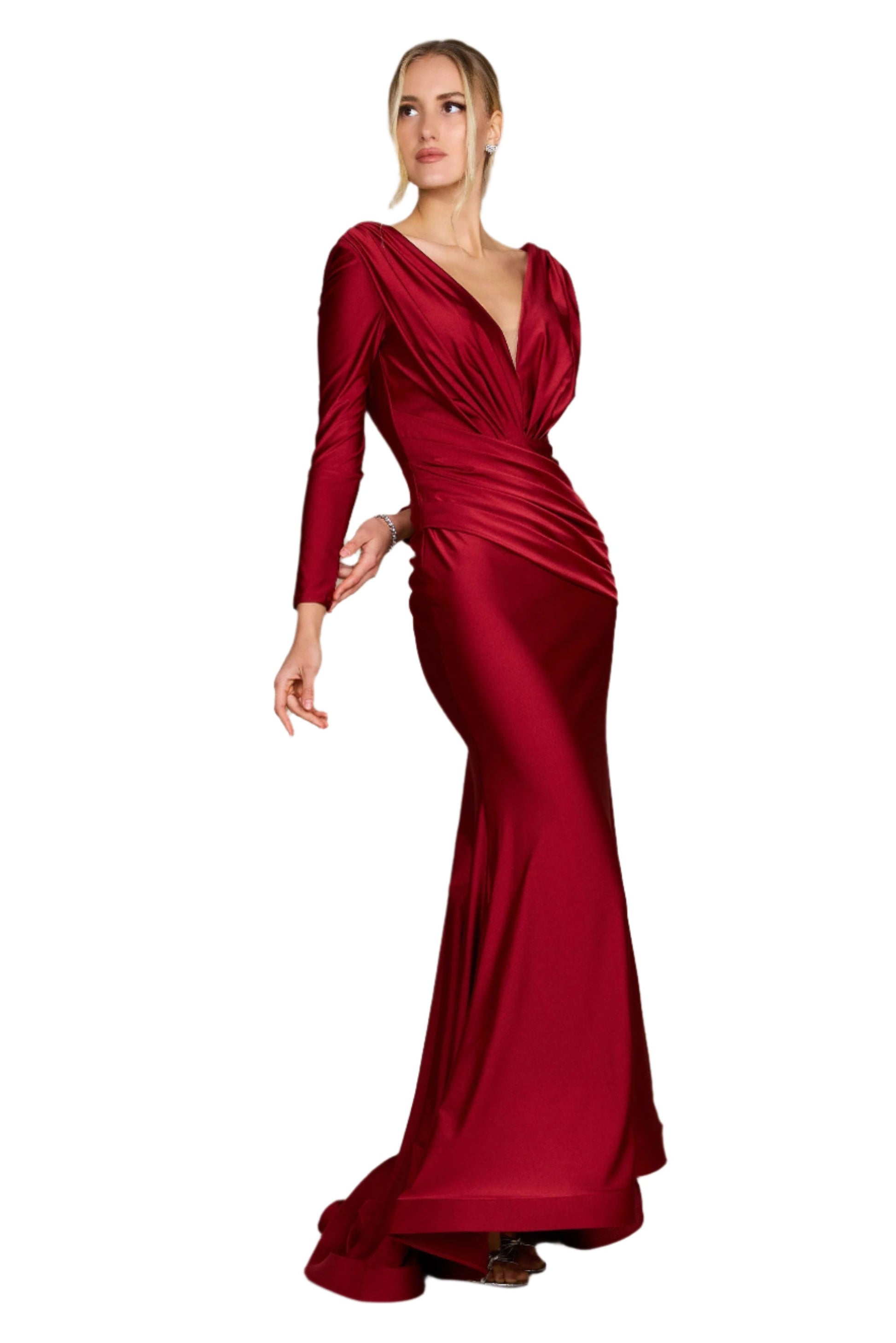 Dylan and Davids Full-Length Sleeve Fitted Formal Gown Evening Dress-1