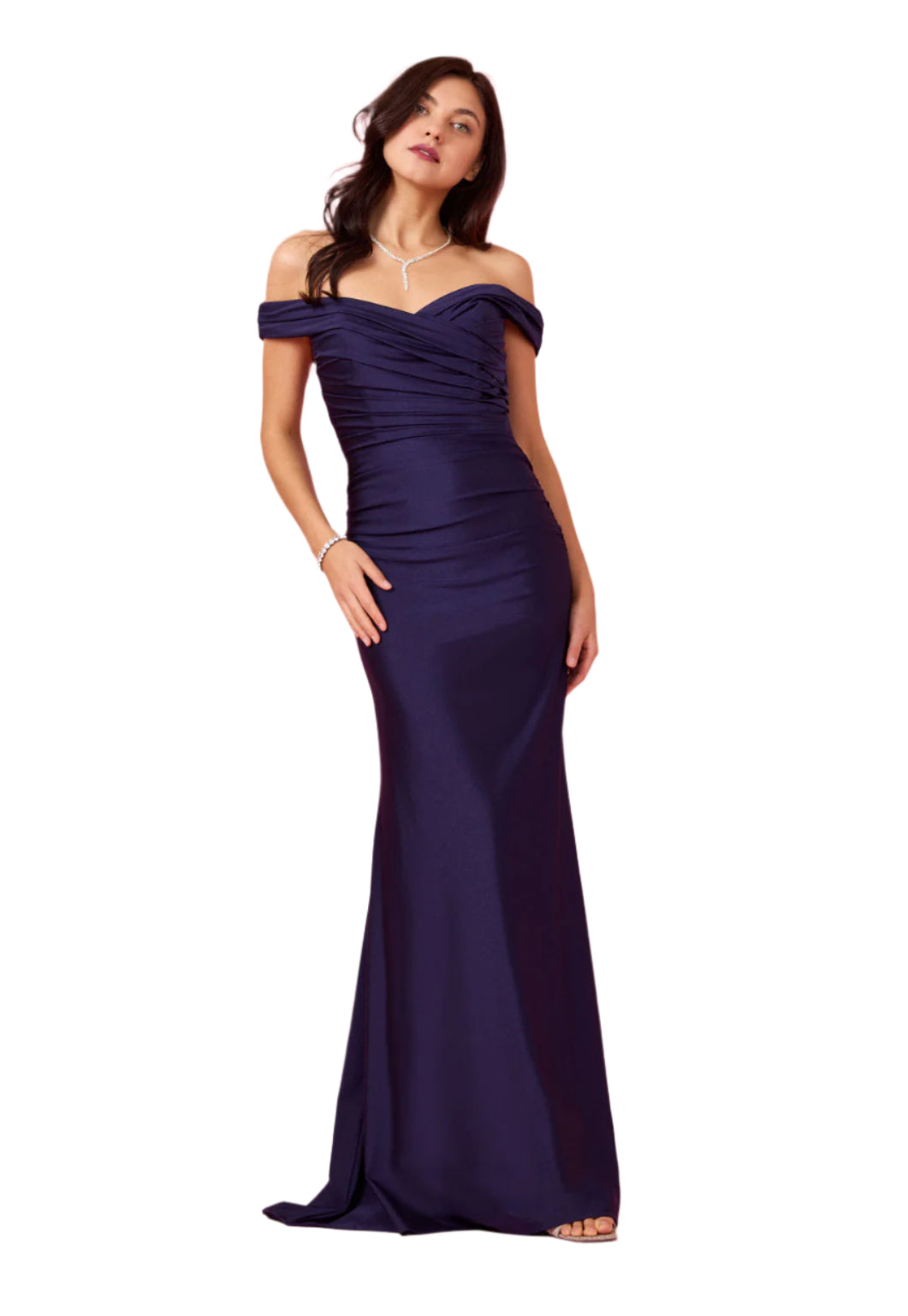 Kos Couture Full-Length Stretch Formal Gown Off Shoulder Dress-7