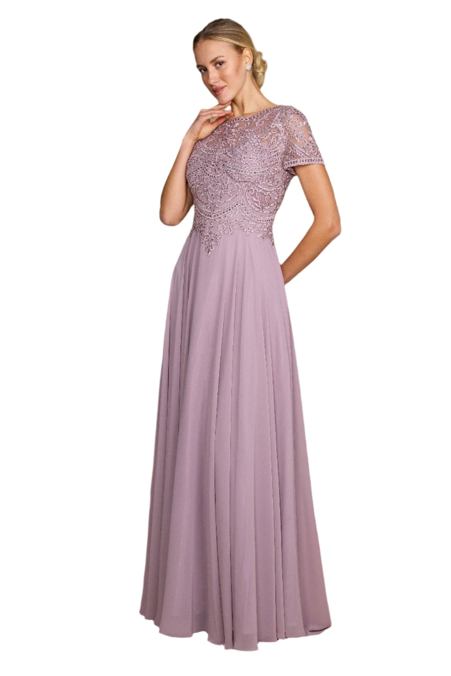 Dylan and Davids Short-Length Sleeve Formal Gown Mother of the Bride Dress-2