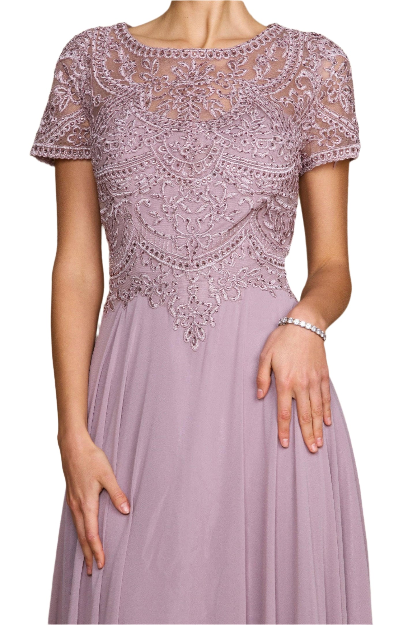 Dylan and Davids Short-Length Sleeve Formal Gown Mother of the Bride Dress-3