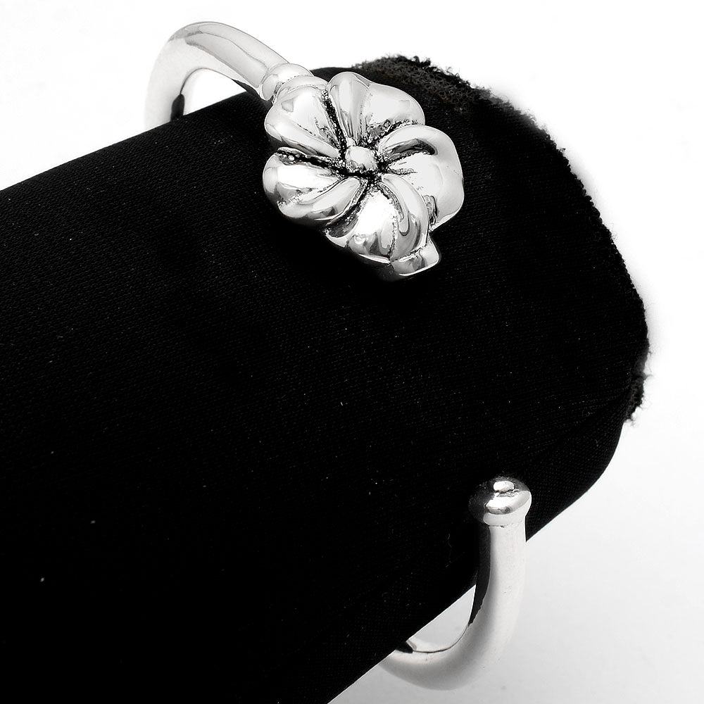 Floral Silver Bangle Bracelet DGB1006-2