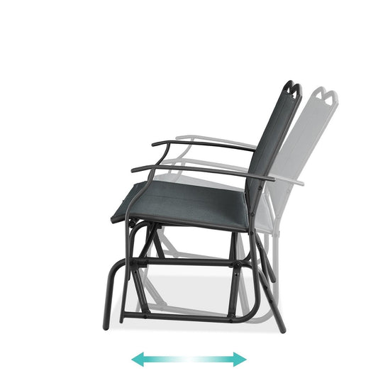2 Seat Mesh Patio Loveseat Swing Glider Rocker with Armrests in Charcoal-0