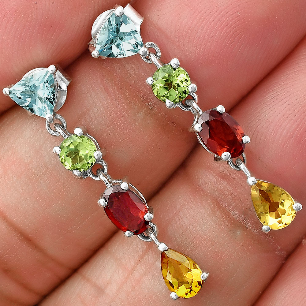 Natural Gemstones Pear Shape 925 Silver Earrings Jewelry DGE1057 E-1061