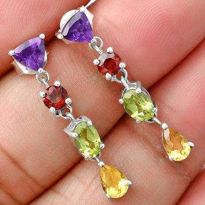 Natural Gemstones Pear Shape 925 Silver Earrings Jewelry DGE1057 E-1061