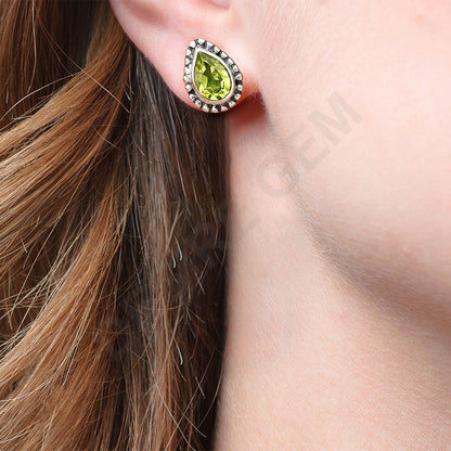 Natural Gemstones Pear Shape 925 Sterling Silver Earrings Jewelry DGE1064 E-1121