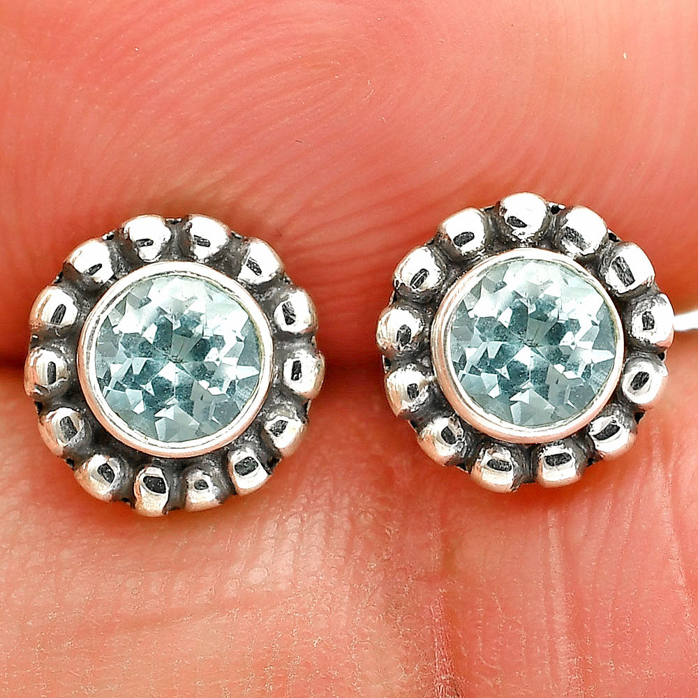 Natural Gemstones Round Shape 925 Silver Earrings Jewelry DGE1065 E-1121