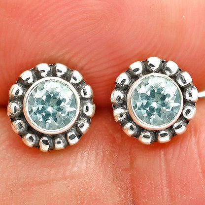 Natural Gemstones Round Shape 925 Silver Earrings Jewelry DGE1065 E-1121