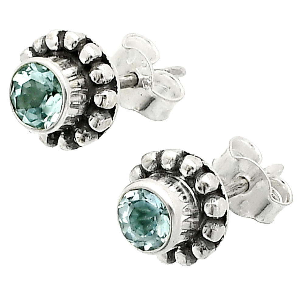 Natural Gemstones Round Shape 925 Silver Earrings Jewelry DGE1065 E-1121