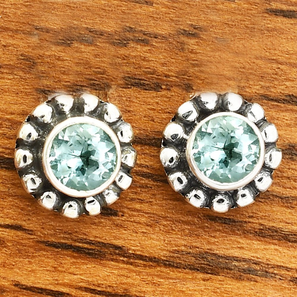 Natural Gemstones Round Shape 925 Silver Earrings Jewelry DGE1065 E-1121