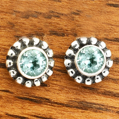 Natural Gemstones Round Shape 925 Silver Earrings Jewelry DGE1065 E-1121